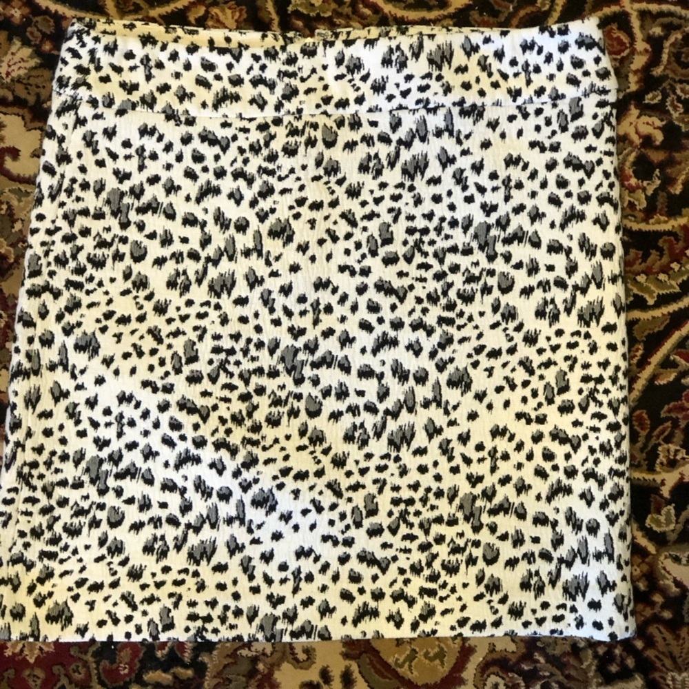 LOFT Black and White Animal Print Skirt